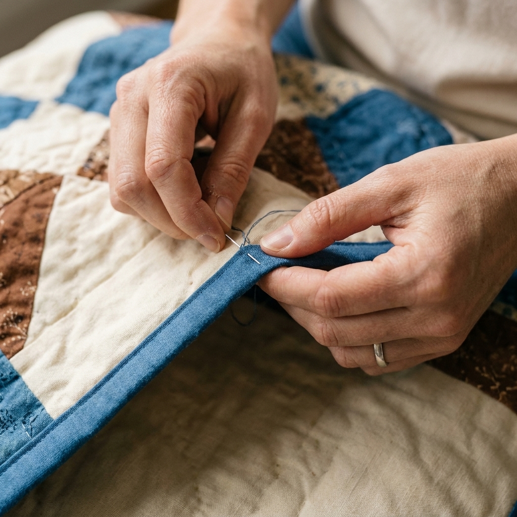 Hand-Binding a Quilt With an Invisible Blind Stitch