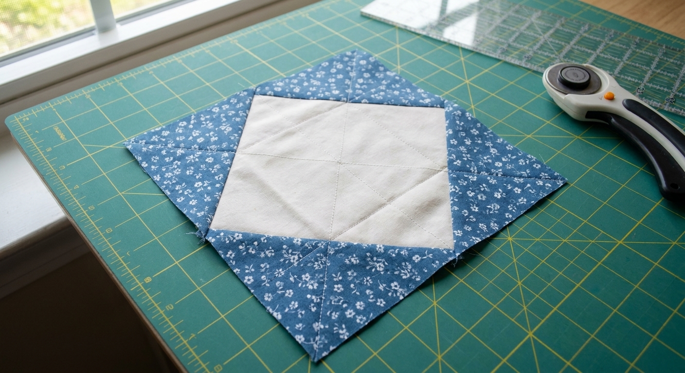 Snowball Quilt Block: Stitch-and-Flip Corners